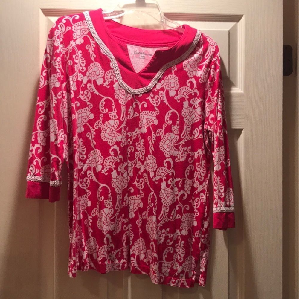 (5/$25) Croft & Barrow Pink & White tunic top
